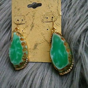 Mint stone bling trim bo chic  earrings